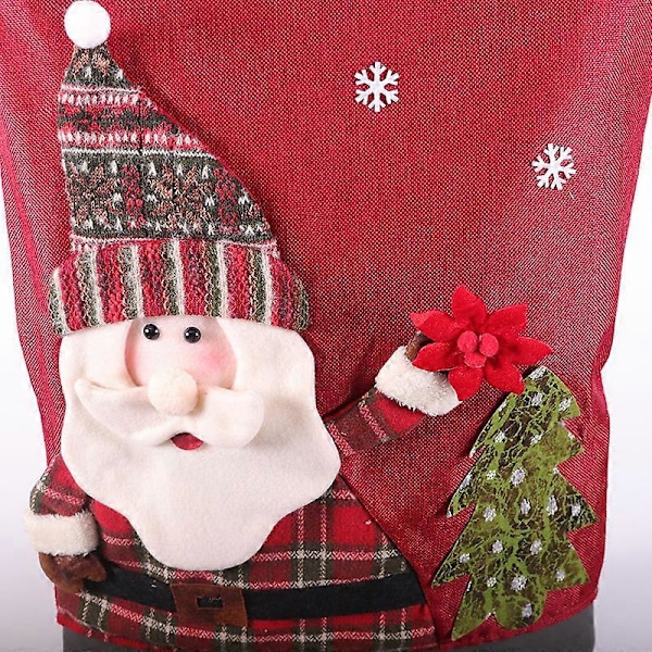 Gränsöverskridande direktleverans Juldekoration röd pläd snögubbe Jultomte stolsryggskydd kreativt linne stolsryggskydd tredimensionell sits