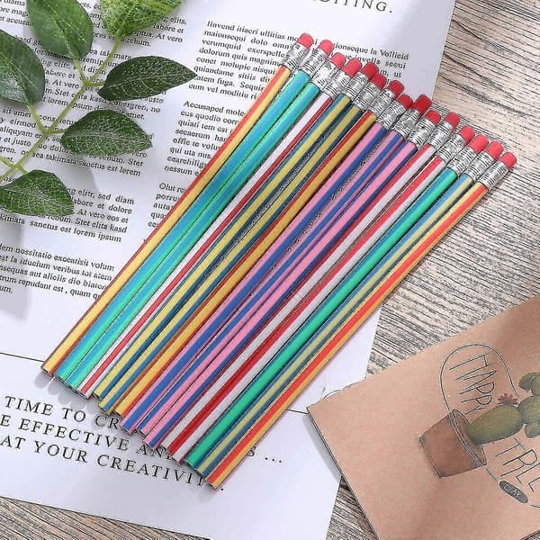 Färgglada flexibla pennor för barn, mjuka pennor med suddgummi, 20-pack