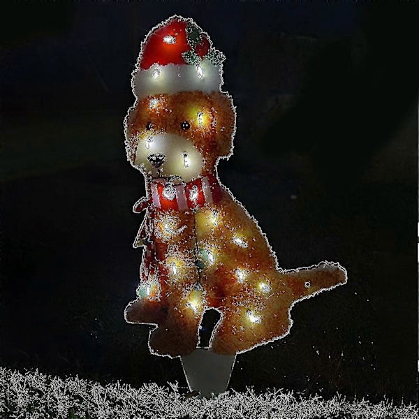 2D Ljusupplyst Jul Golden Doodle Hund, fluffig Doodle Hund med Ljuskedja Jul Akryl Utomhus Gräsmatta Ornament