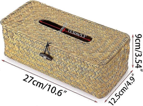 Rektangulär Tissue Box Dispenser Vävd Vasslåda, För Familj, Kontor, Tablet