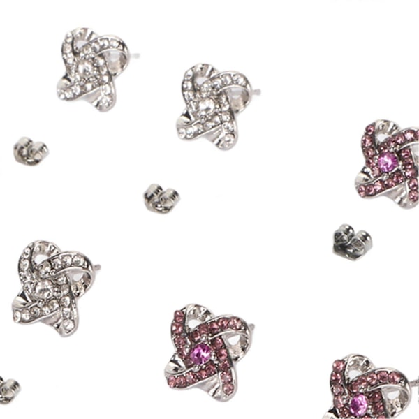 4 Par Dame Ørestikker Mode Elegant Sølv Rhinestone Ørestikker til Fødselsdag Bryllup Jul Daglig