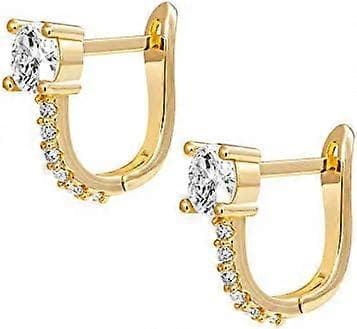 Sølv Post Cubic Zirconia Huggie Øreringe | Små Guld Hoop Øreringe til Kvinder | Stud Cuff Ørering