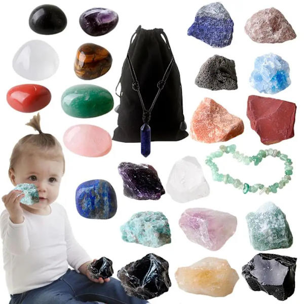 Adventtikalenteri 2023 24 kpl Luonnonkristalli Jalokivi kivi Mineraalilaatikko Täydellinen Rock Collection Joululaskenta Lasten lahja 24pcs