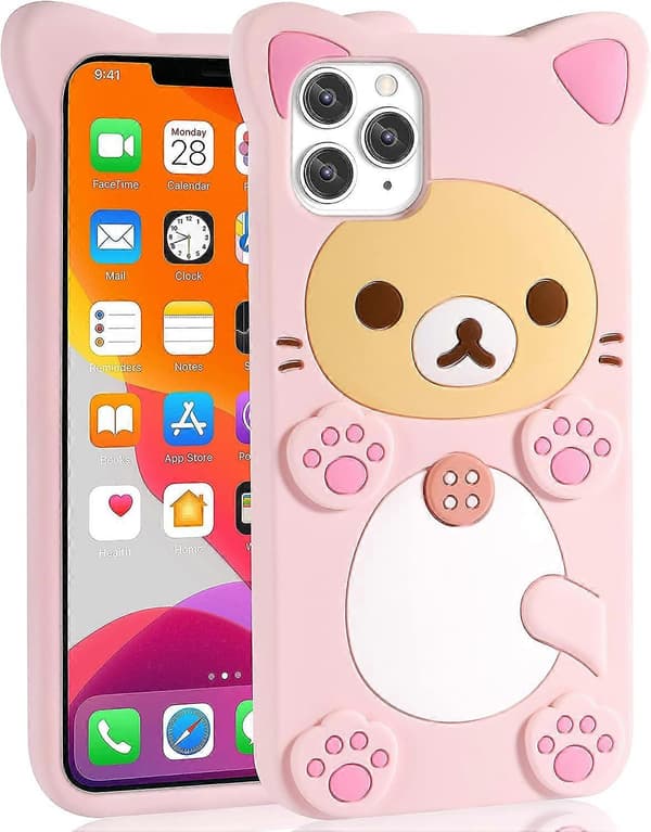 för Rosa Björn för iPhone 11 Pro Max Skal
