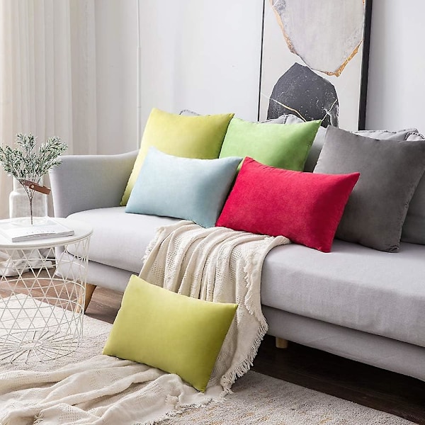 2 Örngott i Sammet Dekorativt Sofföverdrag Kuddfodral Supermjukt Mjuk Dekoration Hem Vardagsrum Sovrum För Soffa 2 Delar 30x50cm Mörkgrå