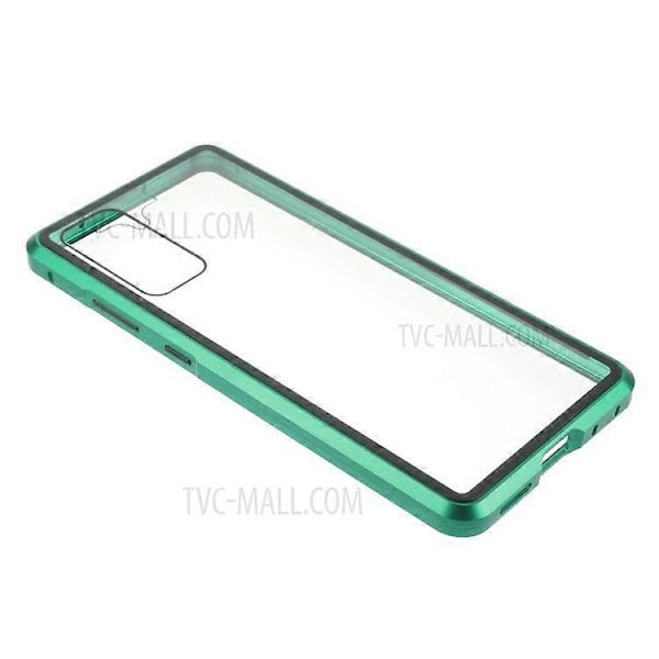 Kompatibel med Samsung Galaxy S20 FE 4G / 5G / S20 Lite / S20 FE 2022 dobbeltsidet hærdet glas + magnetisk metalramme telefoncover Green