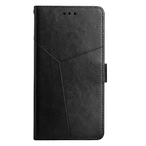 Kompatibelt för ZTE Blade L9 Anti-fingeravtryck Y-formade Linjer Präglat Handrem Magnetiskt PU Läder Ställ Telefonskal med Plånbok Black