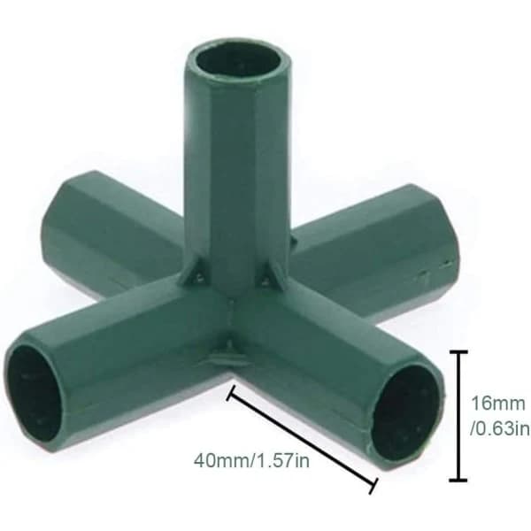 5 x 16mm drivhusrammekoblinger, 5-veis PVC hjørnekoblinger