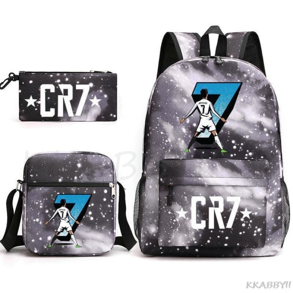 CR7 Skolväskor 3st Stor bokryggsäck för tonåringar Pojkar Flickor Resebärbar dator Mochila Escolars deep blue