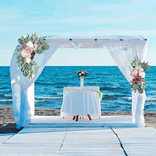 QSDGFH Pion Swag Båge Bröllopsbåge Blommor Set med 2 Blomster Swags för Bröllopsceremoni Skylt Konstgjord Blomma Eukalyptusblad Girlang för Bröllop Hem