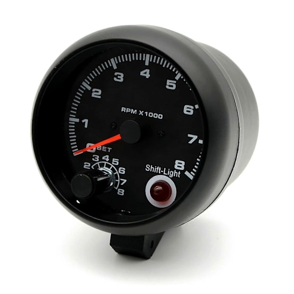 3.75 tommer Bil Omdrejningstæller med Blåt Inter Skiftelys 0-8000 RPM Sort til Auto Benzinbil 0-8000 RPM