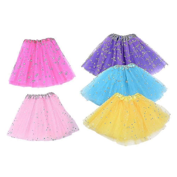 5 st Flick Balettkjol Tyllkjol Chiffong Balettdans Träningskjol Omlottkjol För Barn (rosa + Gul + Ljusblå + Rosa + Mörkblå)-ZZY