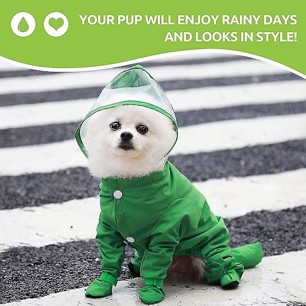 Pet Puppy Dog Sadetakki Hupulla, Vedenpitävä Dog Poncho Dog Rain Kevyt takki Black M