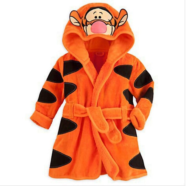 Barn Pojke Flicka Huva Fleece Morgonrock Nattkläder Pyjamas orange color 110
