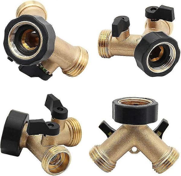 2 Stk. Slangekobling Messing 2 Udgangsfordeler - 2-vejs Slangesplitter Adapter til Havevanding Vandhane
