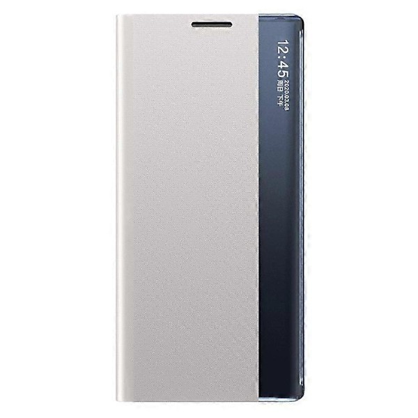 Kompatibelt för Samsung Galaxy S21 FE Fönsterfodral Anti-fall Läderskyddsskal med Ställ Grey