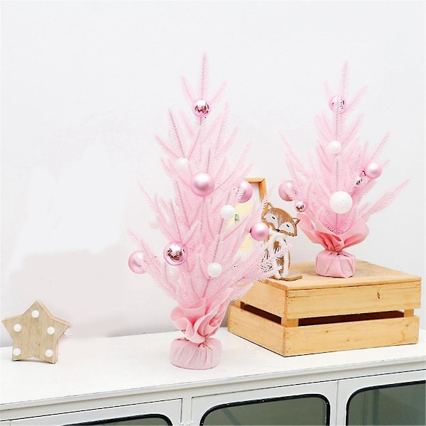 Miniatyr Julgran, konstgjord liten bordsdekoration Rosa Julgran med julkula Semester Vinter Par