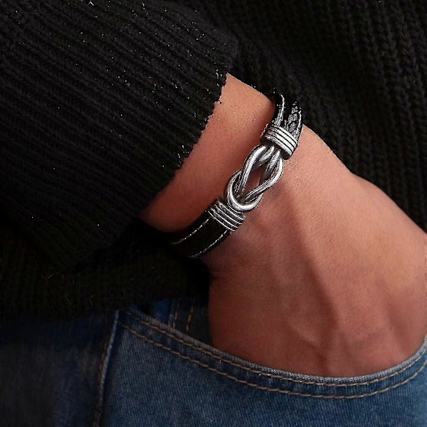 Mor og søn for evigt forbundet flettet læderarmbånd, herre rustfrit flettet læderarmbånd armring, inspirerende fødselsdagsgave