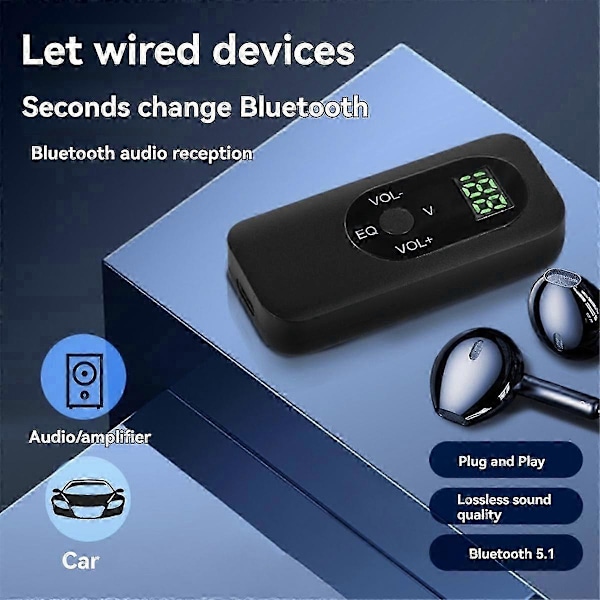 5.1 Bluetooth Receiver Adapter Lavalier Bluetooth Receiver til Hovedtelefoner Højttalere Bil Hjem Stereoanlæg