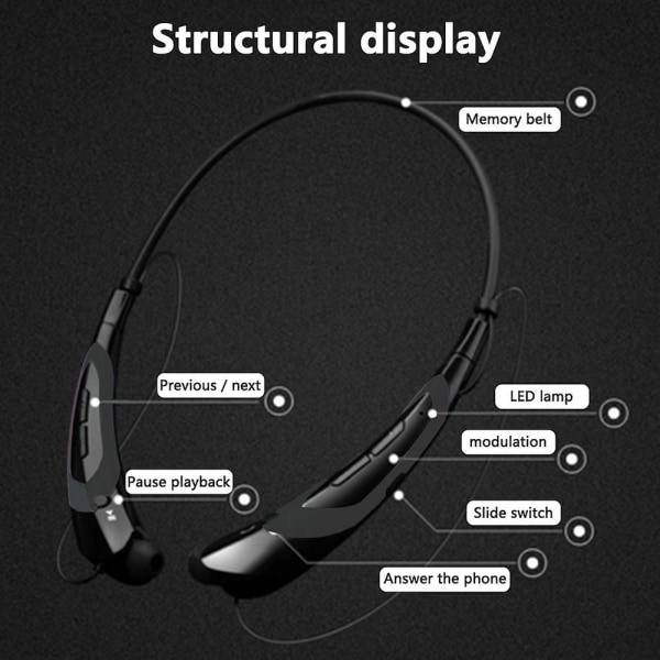 Bluetooth kuulokkeet Bluetooth 4.0 Langattomat niskanauhakuulokkeet black