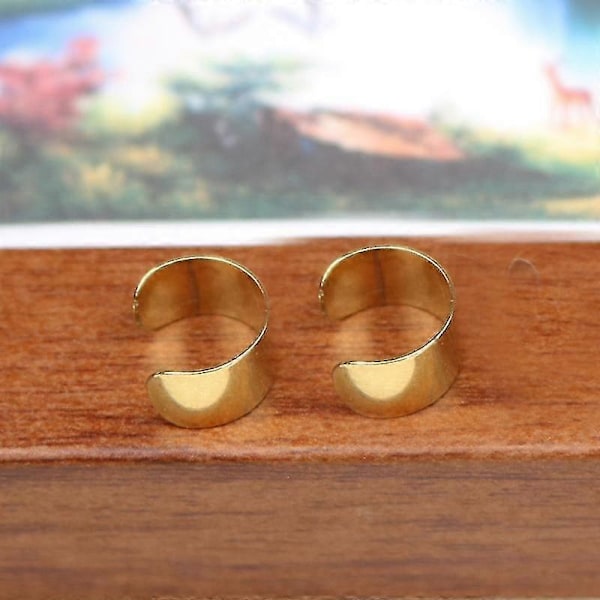 2 Par Punk Guld Sort Øre Cuff Brusk Øvre Helix Clip Stud Øreringe