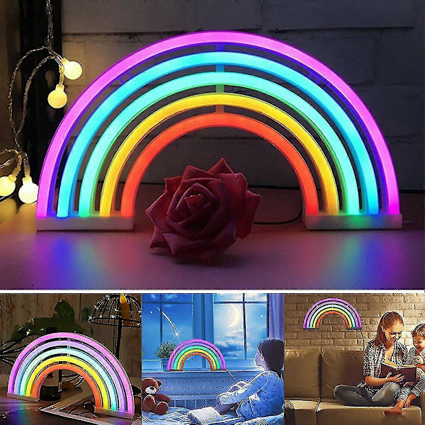 Färgglad regnbåge neon skylt LED nattlampa vägglampa barnrumsinredning