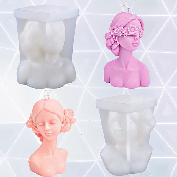 2 Stykker Silikone 3D Lysform, Blindfoldet og Lukket Pigeform Lysforme DIY Aromaterapi Lysforme Støbning Lysforme til Håndværk, Duftende