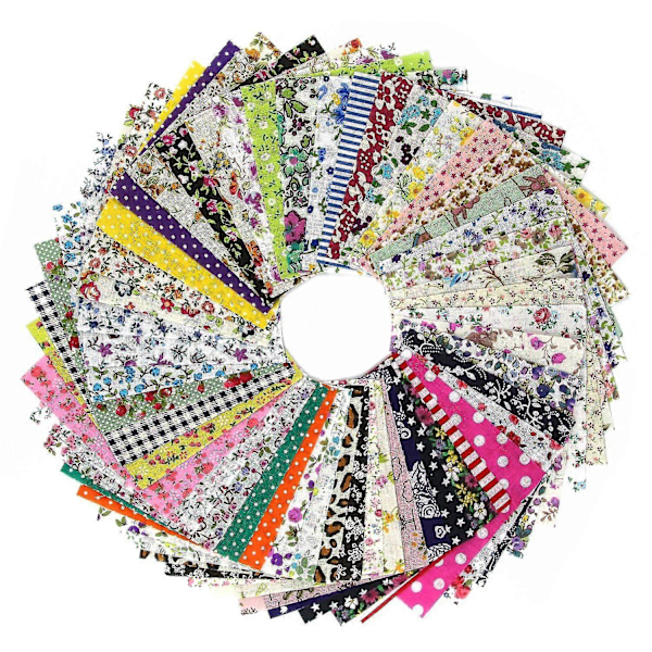 DIY Quiltlappar 60st 10cmx10cm Charm Pack Bomullstyg Patchwork Bundle Tyger Klädsömnad (haoyi)