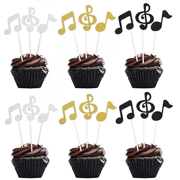18 stk. Kaffe Dekor Frugtkage Musik Cupcake Toppers Fødselsdag Toppers Kager Musiknoder Festdekorationer DXI
