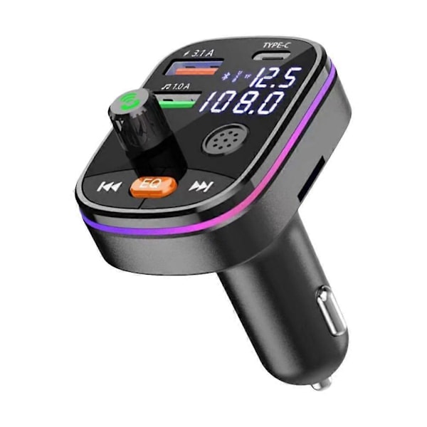 Bluetooth 5.0 FM Lähetin Handsfree Autosoitin Modulaattori MP3-soitin Laturi