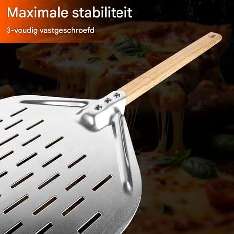 Pizzaspade - 40 x 30 cm - Med stor overflate og avtakbart håndtak - Sølv