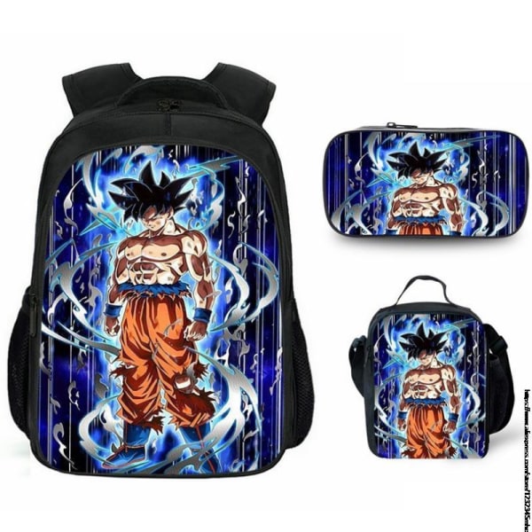 3 stk 16 tommer Dragon Ball Goku skoletaske til børn skoletaske Picture Color 16inch double-deck