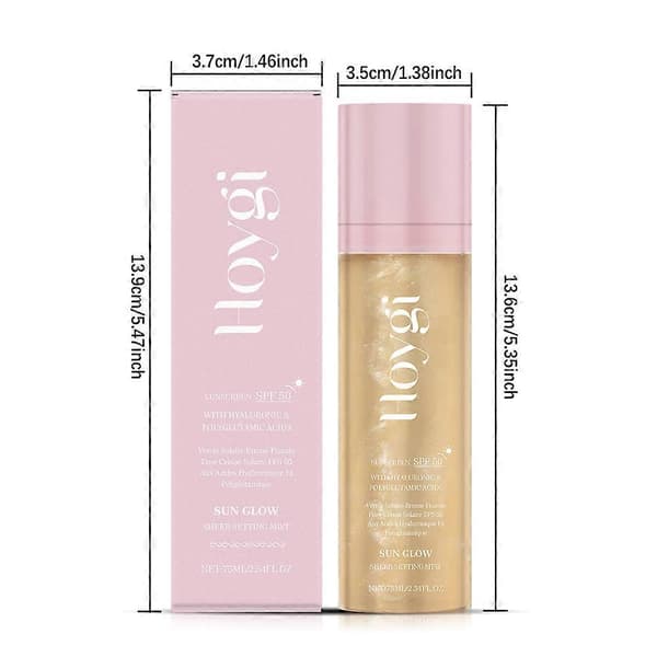 Sunglaze Sheer Setting Mist Solkrem SPF50 Langvarig Beskyttelse Solkrem for Kvinner Jenter 1pc