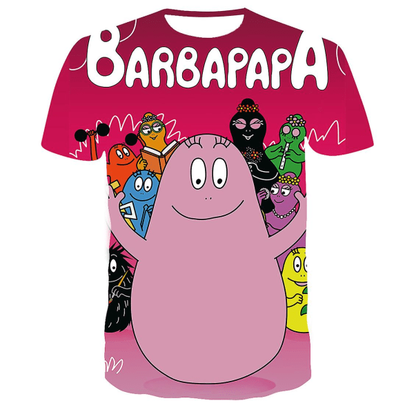 Lasten kesäsarjakuva Barbapapa 3d Print Lyhythihaiset T-paidat Bosy Girls Casual Hengittävä T-paidat Topit Lasten Kauniit Vaatteet 2 m