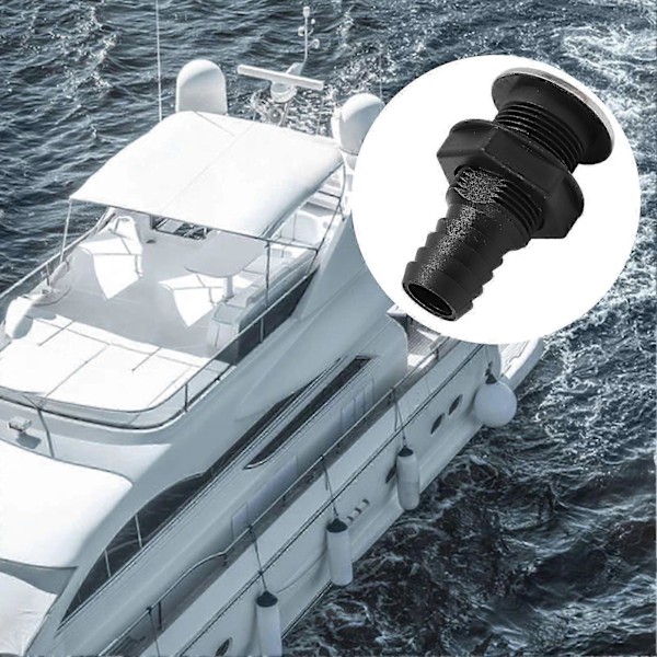 Lige Gennem Skrog Rustfrit Stål 316 Dæksel Nylon Glasfiber til Yacht Båd Marine 1in Sort