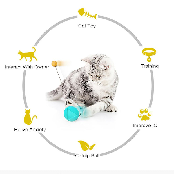 Cat Feather Ball Tumbler Balans Pet Leksaker Teaser Chasing Roller With Catnip Kitten Interactive Toy