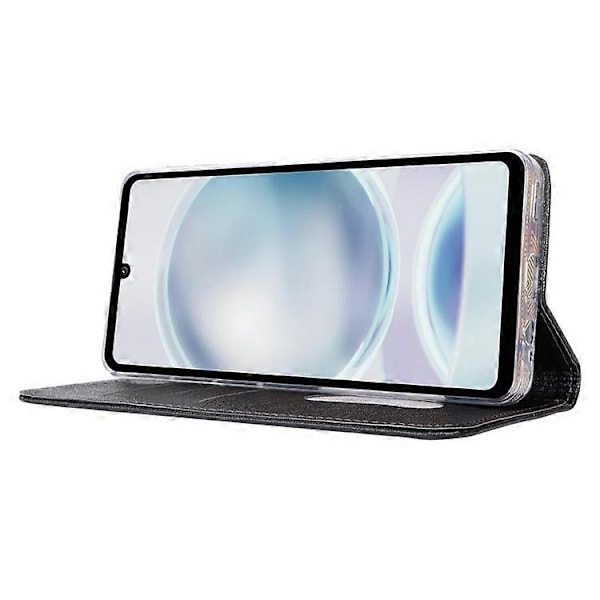 Kompatibelt Plånboksfodral för Sharp Aquos Sense 8 med Silkeslen Textur, Läder Flip Skyddande Telefonfodral Black