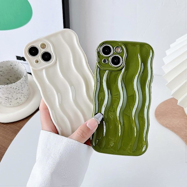 Vandbølge Mønster Krøllet Bølge Ramme Blød Kompatibel med iPhone Cover (Hvid, iPhone 14 Pro)