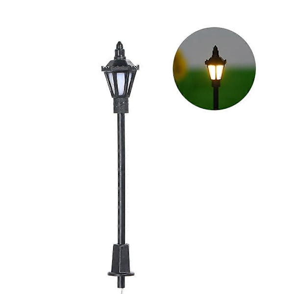 20 stk. Hvite Modell Gatelys Layout Lyktestolpe Jernbane Tog Hage Lekeplass Landskap LED Lampe Belysning 1:150 Skala 65mm
