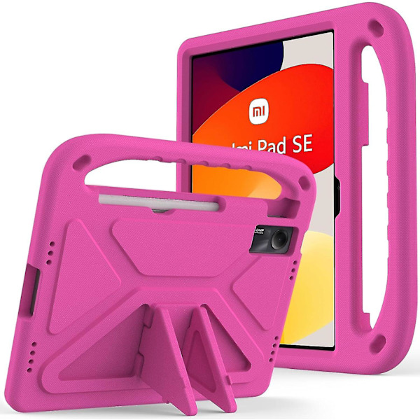 til Xiaomi Redmi Pad SE 11\" Udgivet 2023 Børnecover, Letvægts EVA Børnevenligt Stødsikkert Beskyttelsescover, Håndtag Støtteben Kraftigt Tablet Cover (Rose