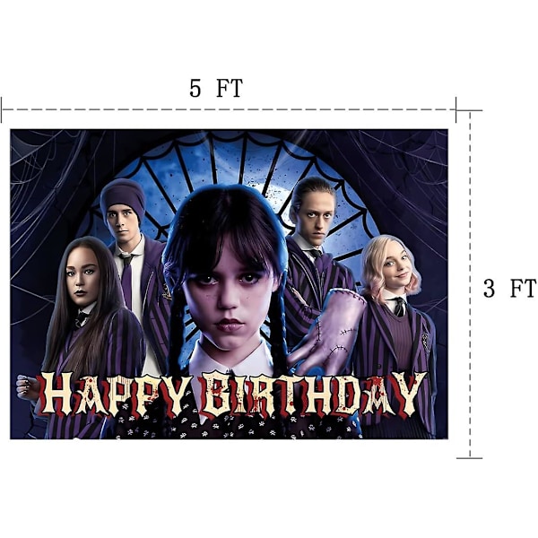 5x3ft Wednesday Addams Fotografering Vinyl Fotobakgrunn For Barn Bursdagsfest Baktepper Dekor (wednesday)
