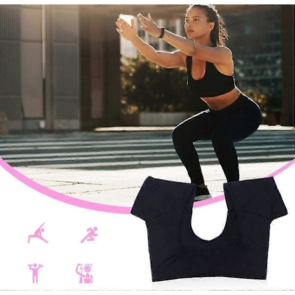 Vaskbar Svedskjold Vest Åndbar Svedabsorberende Vest Toppe Hurtigtørrende Underarms Armhule Fugtpude Vest til Kvinder Mænd Sort Large