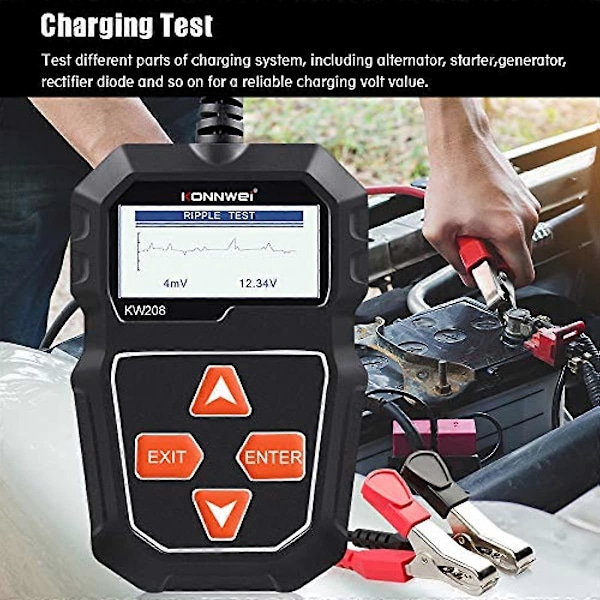 KONNWEI KW208 12V Bilbatteritestare 100-2000 CCA Belastningstestare Automobil Generator Testare Digital Auto Batteri Analysator Laddnings Startsystem Test