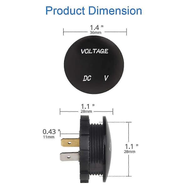 DC 12V-24V LED Digital Voltmeter til Bil, Motorcykel, Lastbil, Båd (Grønt Lys)
