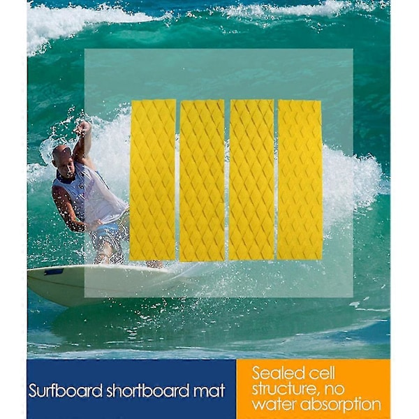4 stk./lot Surfing Front Traction Pad - SUP Surfebrett Dekk Grip Matte Erstatning Med Lim (gul) (haoyi