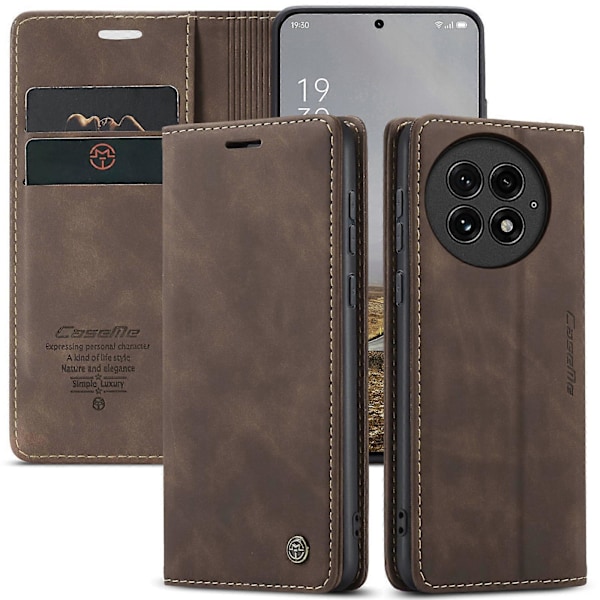 Kompatibelt för OnePlus 13 Plånboksfodral CASEME 013-serien PU Läder Telefonskal Ställ Espresso