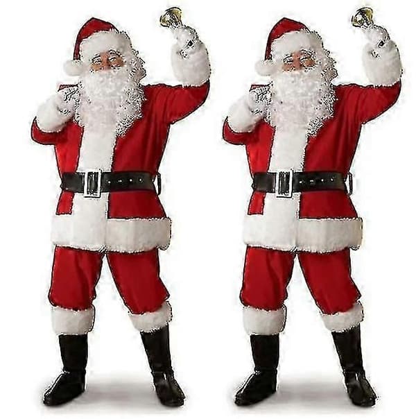 Jultomtekostym för män, vuxen juldräkt, tomtedräkt 9pcs M