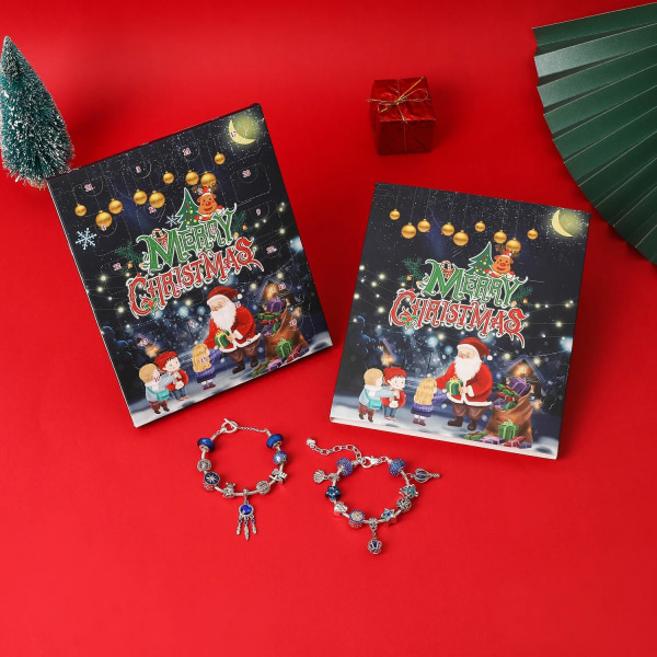 Adventskalender 2023 Flickor med armband Adventskalender för barn 24 dagars julnedräkningskalender Gör-det-själv smyckeskit present style 1