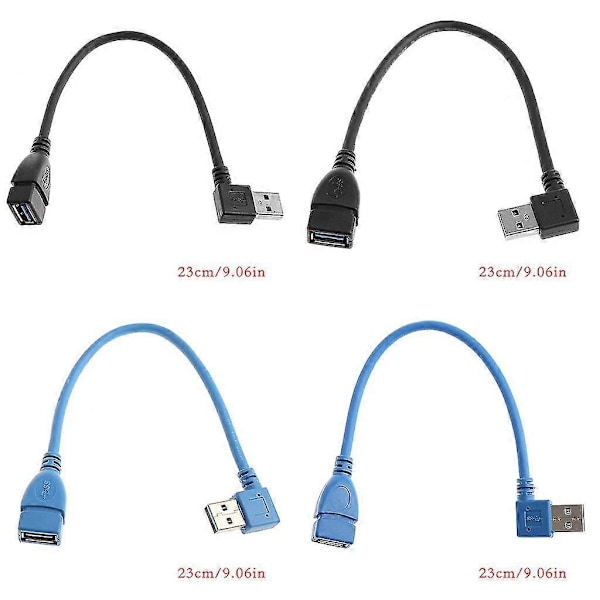 USB 3.0 A Rätvinklig 90 Grader Hane Till Hona USB Förlängningskabel Konverterare