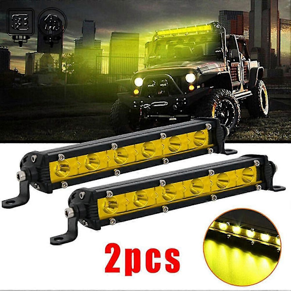 2 stk 7 tommers 6 LED 18W gule LED arbeidslys spotlight dagslys kjørelyssett med relékabel Ha